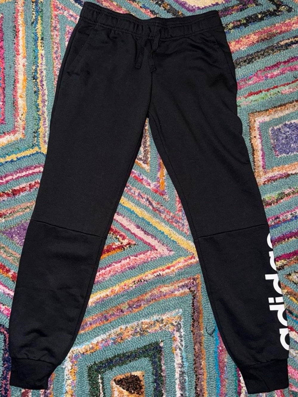 adidas Black Track Joggers with White Side Logo